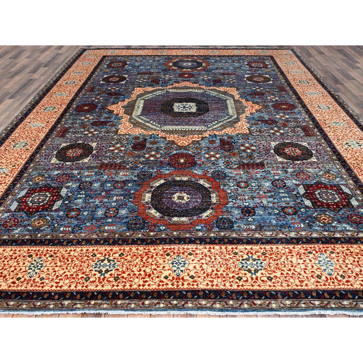 10'1" x 13'5" New Hand Knotted Blue Wool Rectangle Oriental Rug - MOA10286733