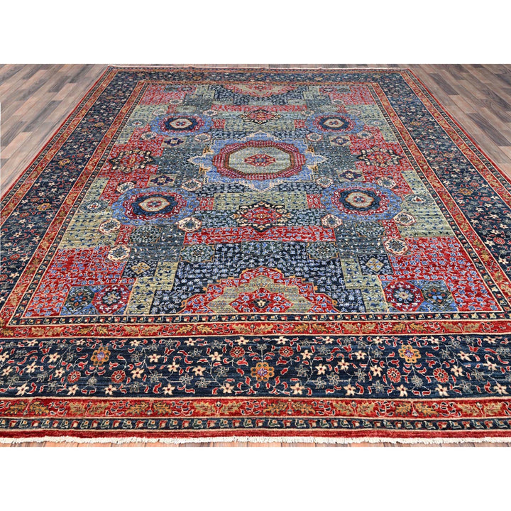 9'0" x 12'0" New Hand Knotted Blue Wool Rectangle Oriental Rug - MOA10286735