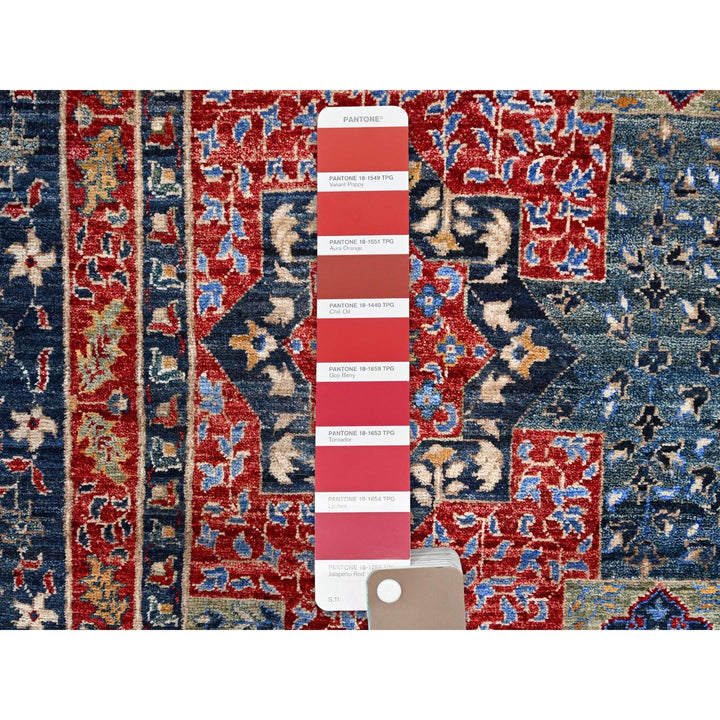 9'0" x 12'0" New Hand Knotted Blue Wool Rectangle Oriental Rug - MOA10286735