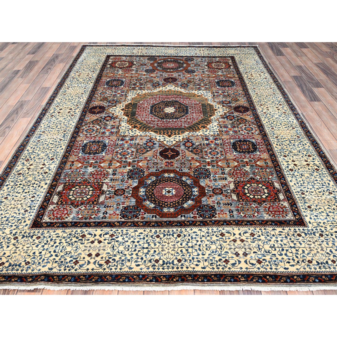 6'1" x 9'3" New Hand Knotted Grey Wool Rectangle Oriental Rug - MOA10286742