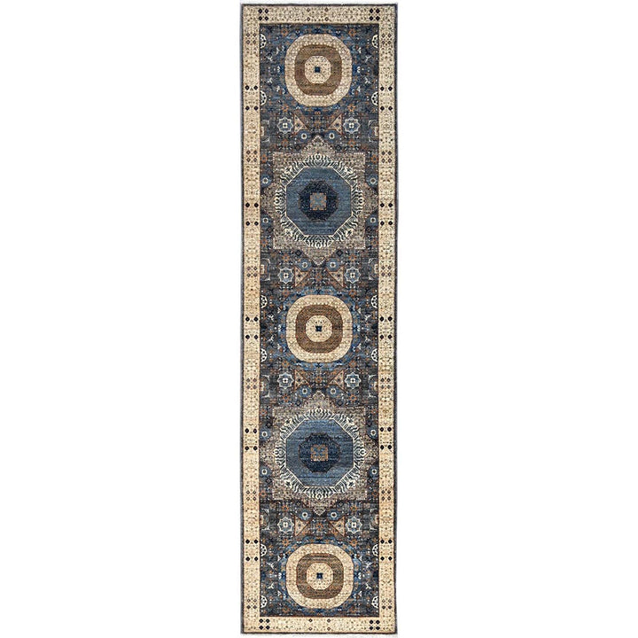 2'5" x 9'10" New Hand Knotted Grey Wool Runner Oriental Rug - MOA10286749