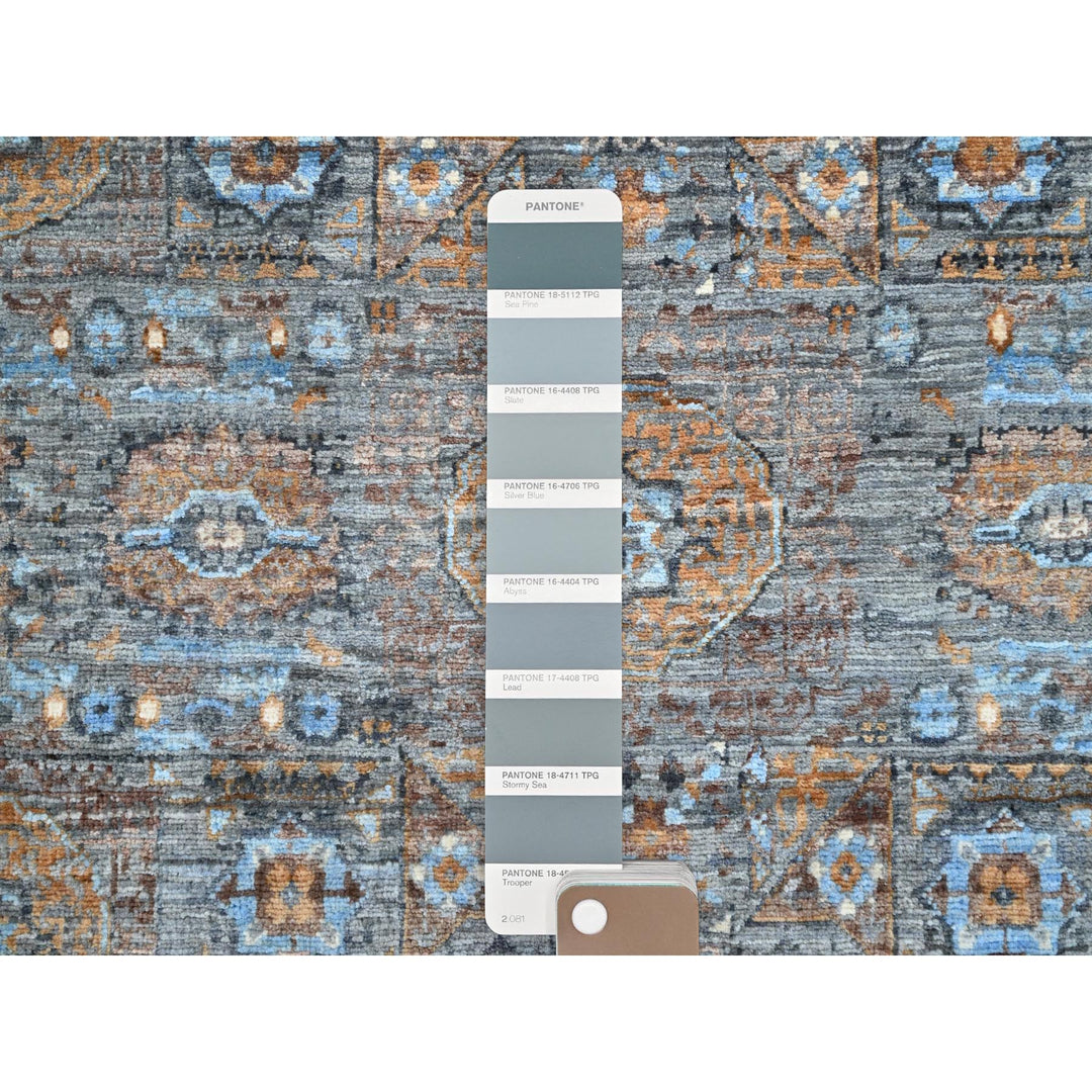 2'8" x 7'10" New Hand Knotted Grey Wool Runner Oriental Rug - MOA10286753