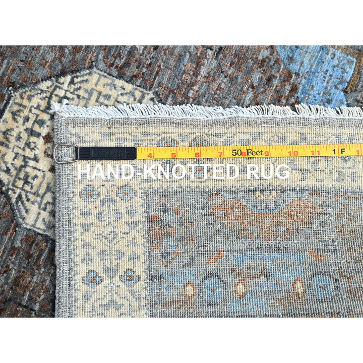 2'8" x 7'10" New Hand Knotted Grey Wool Runner Oriental Rug - MOA10286753