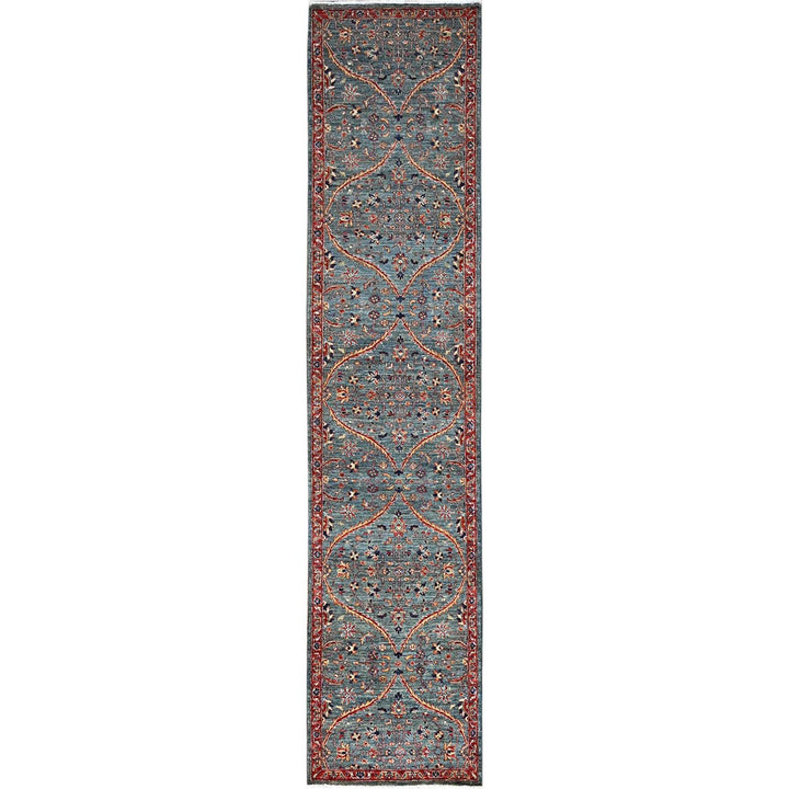 2'6" x 11'8" New Hand Knotted Green Wool Runner Oriental Rug - MOA10286754