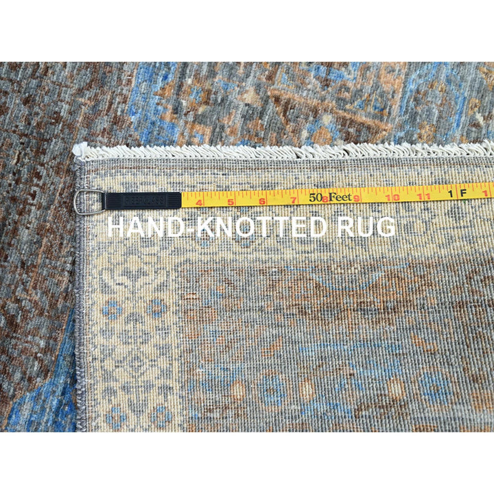 2'9" x 9'10" New Hand Knotted Grey Wool Runner Oriental Rug - MOA10286758