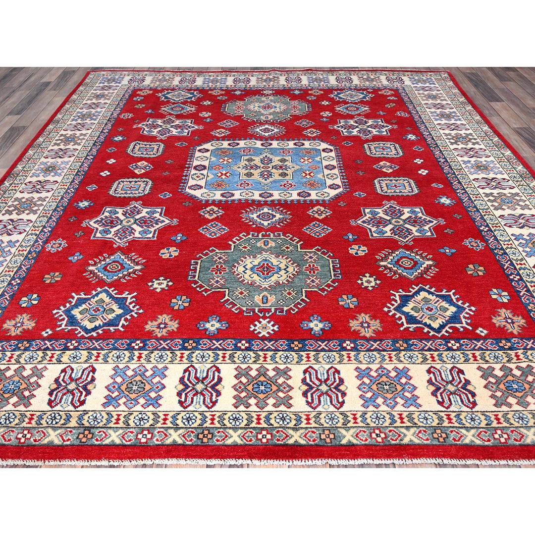 7'11" x 10'2" New Hand Knotted Red Wool Rectangle Oriental Rug - MOA10286773