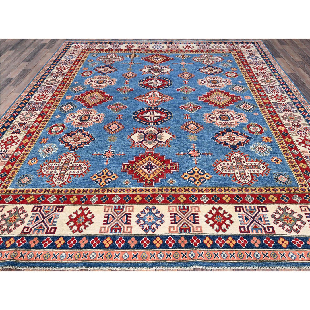 8'2" x 9'11" New Hand Knotted Blue Wool Rectangle Oriental Rug - MOA10286778