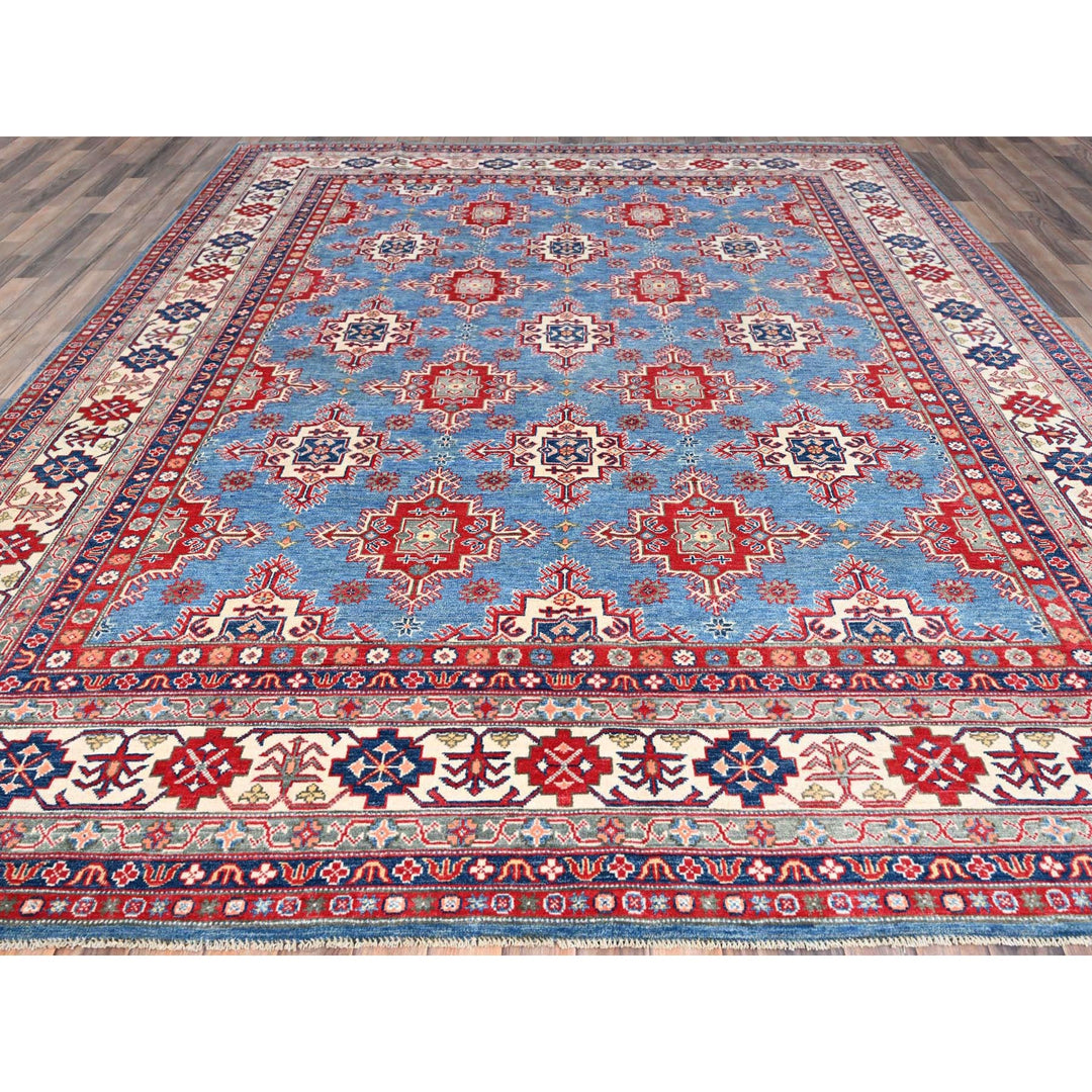 9'2" x 11'9" New Hand Knotted Blue Wool Rectangle Oriental Rug - MOA10286780