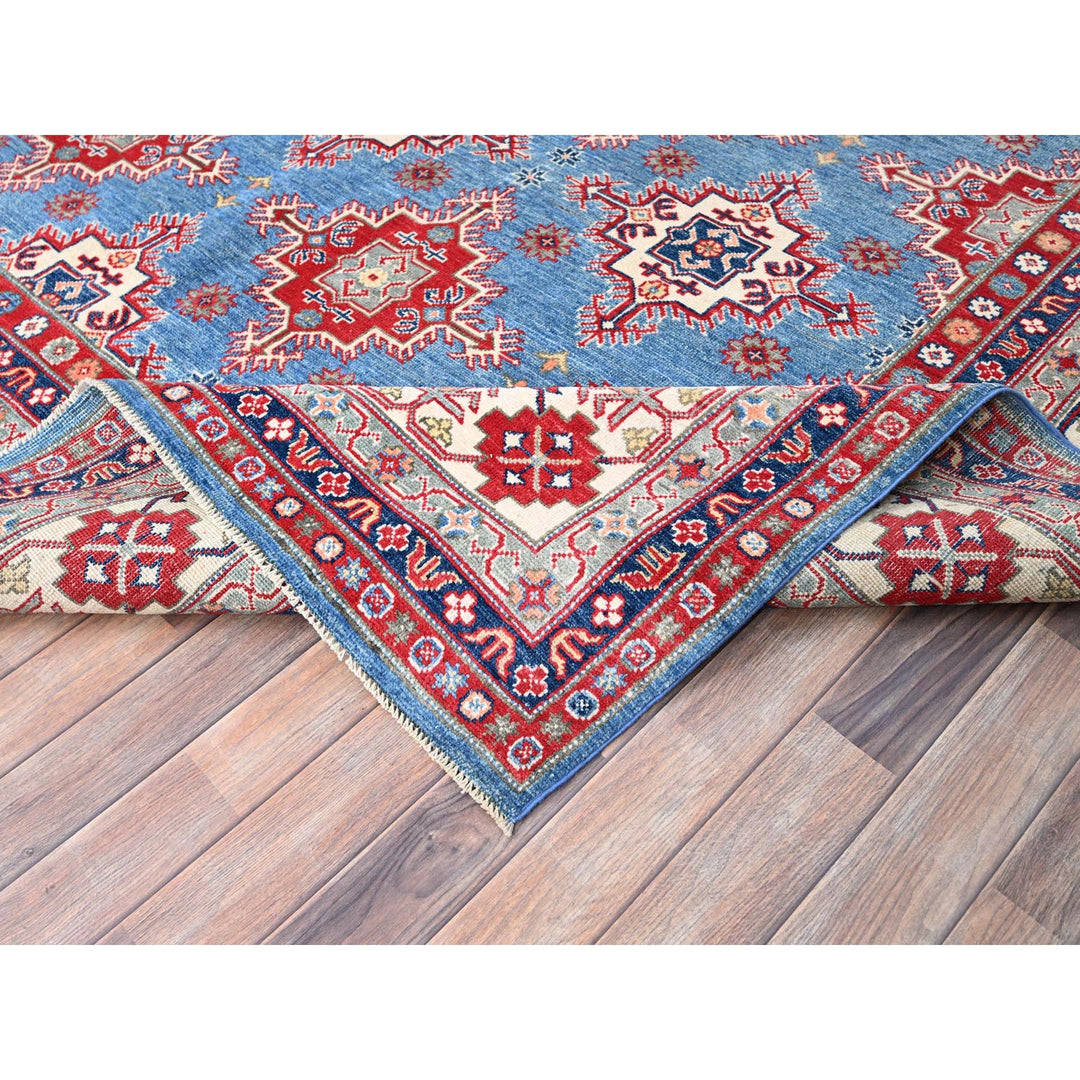 9'2" x 11'9" New Hand Knotted Blue Wool Rectangle Oriental Rug - MOA10286780