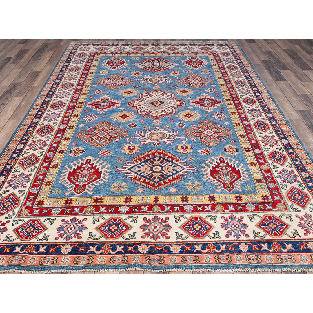 5'10" x 9'2" New Hand Knotted Blue Wool Rectangle Oriental Rug - MOA10286786