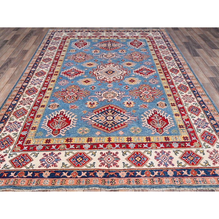 5'10" x 9'2" New Hand Knotted Blue Wool Rectangle Oriental Rug - MOA10286786