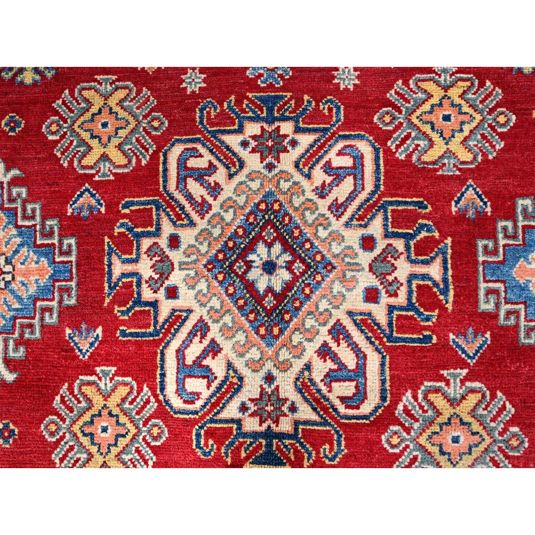 6'1" x 9'1" New Hand Knotted Red Wool Rectangle Oriental Rug - MOA10286789