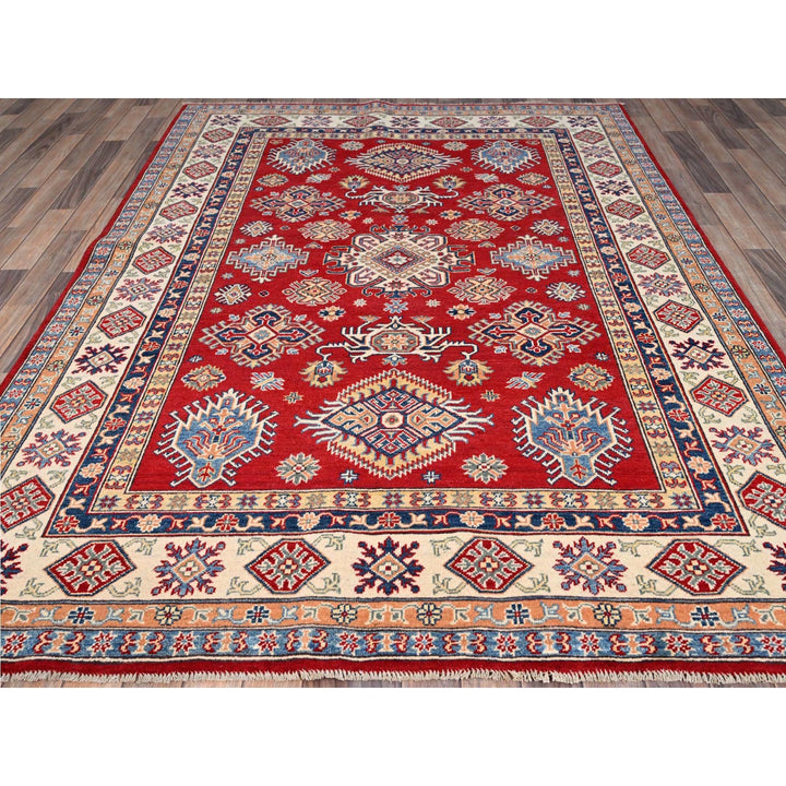 6'2" x 8'9" New Hand Knotted Red Wool Rectangle Oriental Rug - MOA10286790