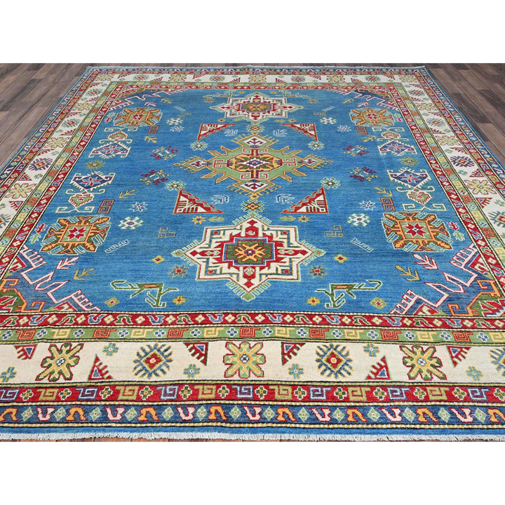 8'3" x 9'8" New Hand Knotted Blue Wool Rectangle Oriental Rug - MOA10286793