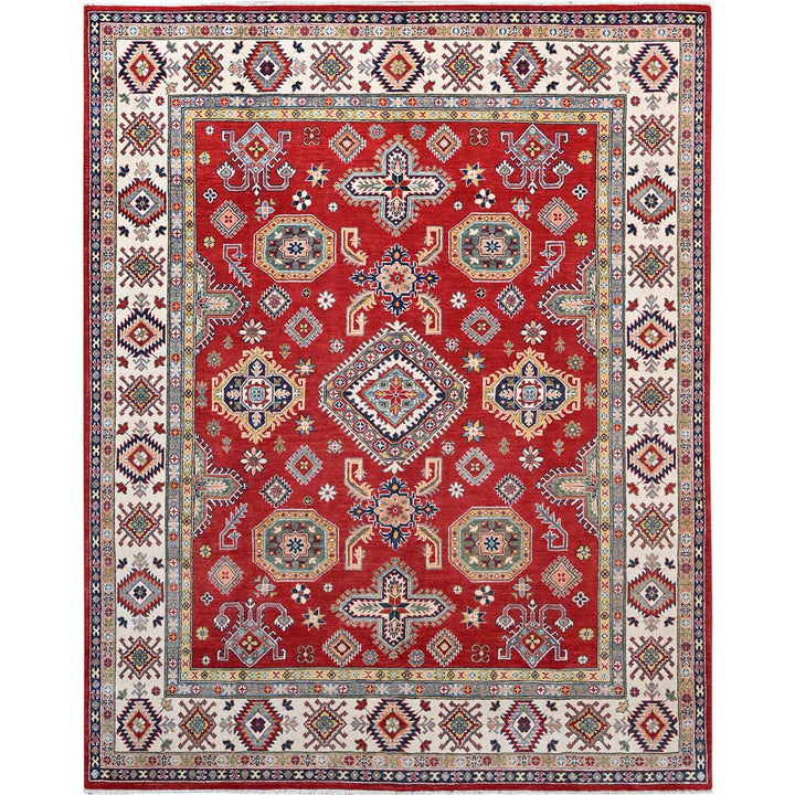 8'1" x 10'0" New Hand Knotted Red Wool Rectangle Oriental Rug - MOA10286794