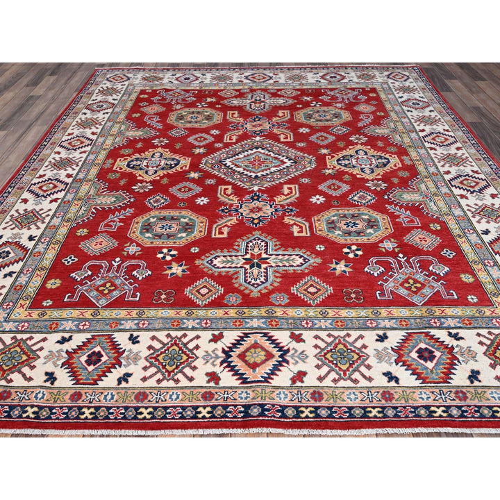 8'1" x 10'0" New Hand Knotted Red Wool Rectangle Oriental Rug - MOA10286794