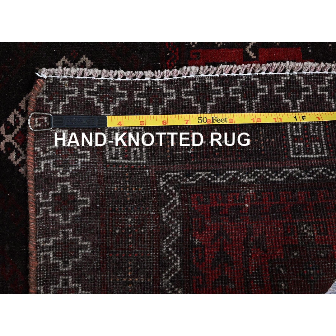 3'5" x 1'6" Vintage Hand Knotted Red Wool Runner Oriental Rug - MOA102867