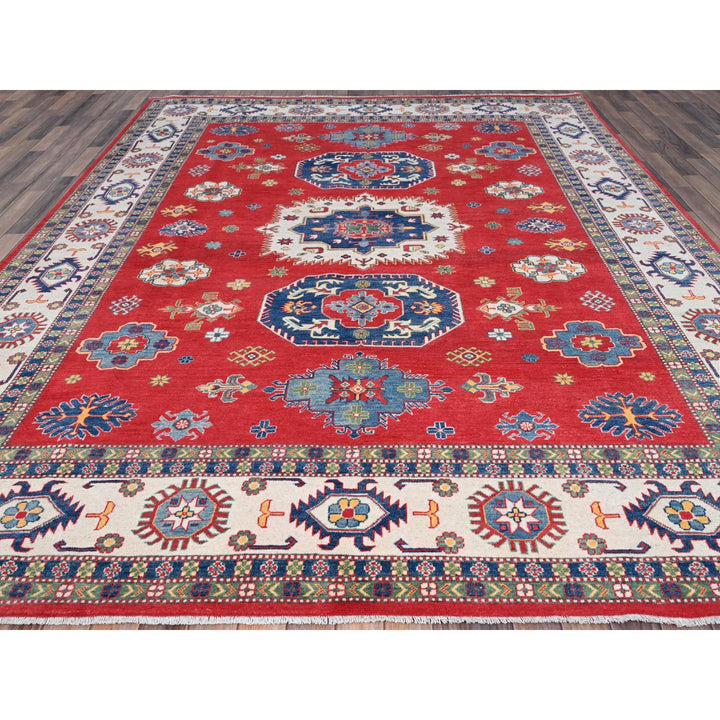 9'0" x 11'5" New Hand Knotted Red Wool Rectangle Oriental Rug - MOA10286800