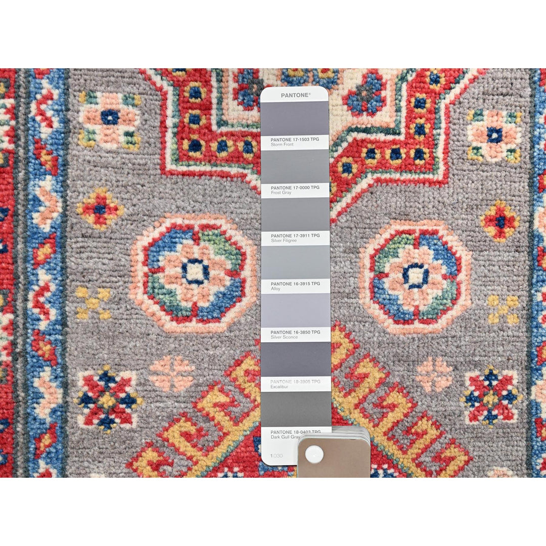 2'1" x 5'10" New Hand Knotted Grey Wool Runner Oriental Rug - MOA10286824