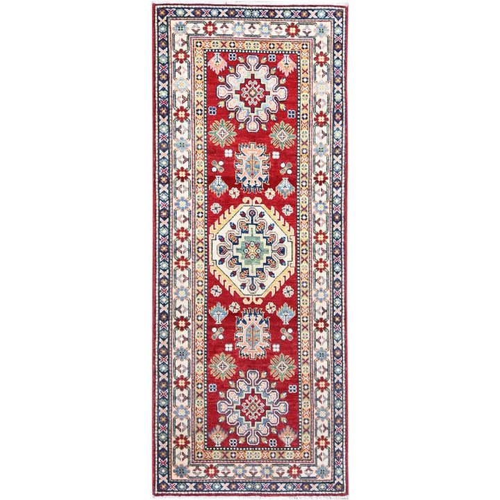 2'9" x 6'10" New Hand Knotted Red Wool Runner Oriental Rug - MOA10286841