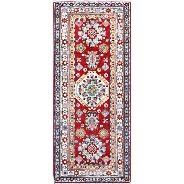 2'9" x 6'6" New Hand Knotted Red Wool Runner Oriental Rug - MOA10286843