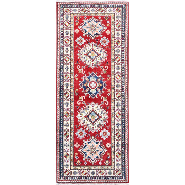 2'8" x 6'8" New Hand Knotted Red Cotton Runner Oriental Rug - MOA10286848