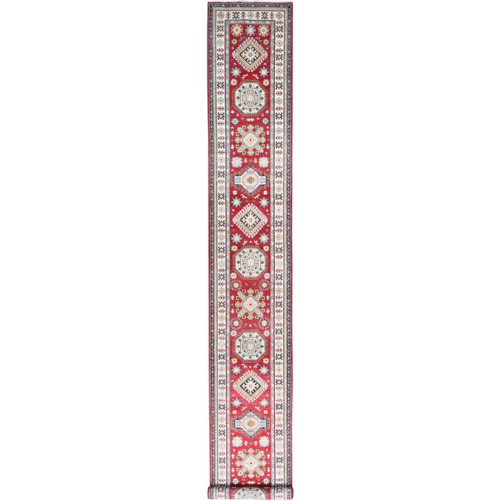 2'8" x 19'3" New Hand Knotted Red Wool Runner Oriental Rug - MOA10286856