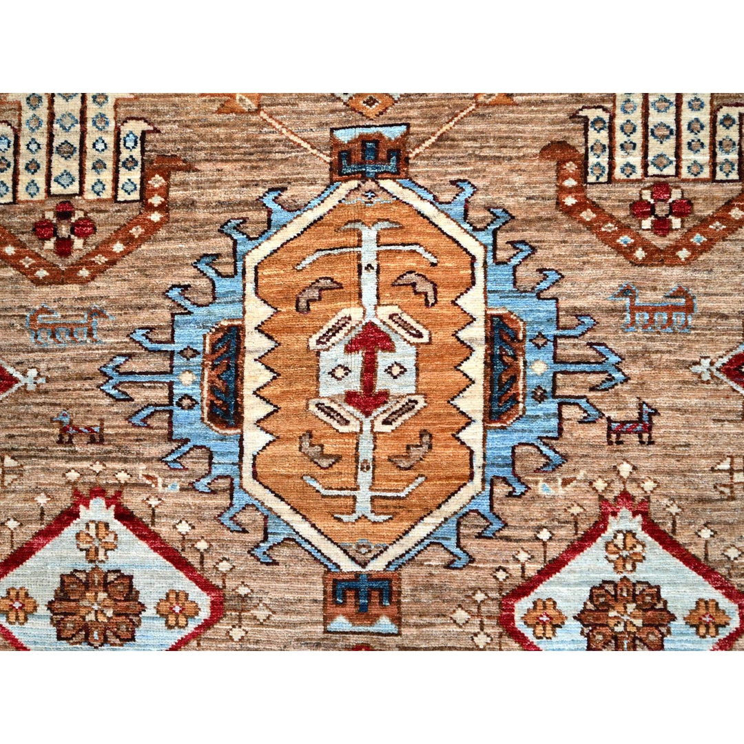 9'0" x 12'4" New Hand Knotted Beige Wool Rectangle Oriental Rug - MOA10286884