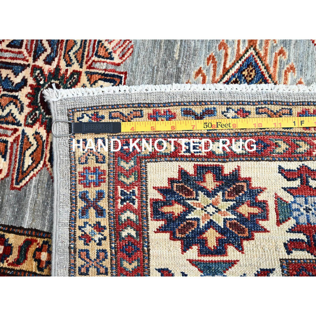 5'11" x 6'2" New Hand Knotted Grey Cotton Square Oriental Rug - MOA10286891