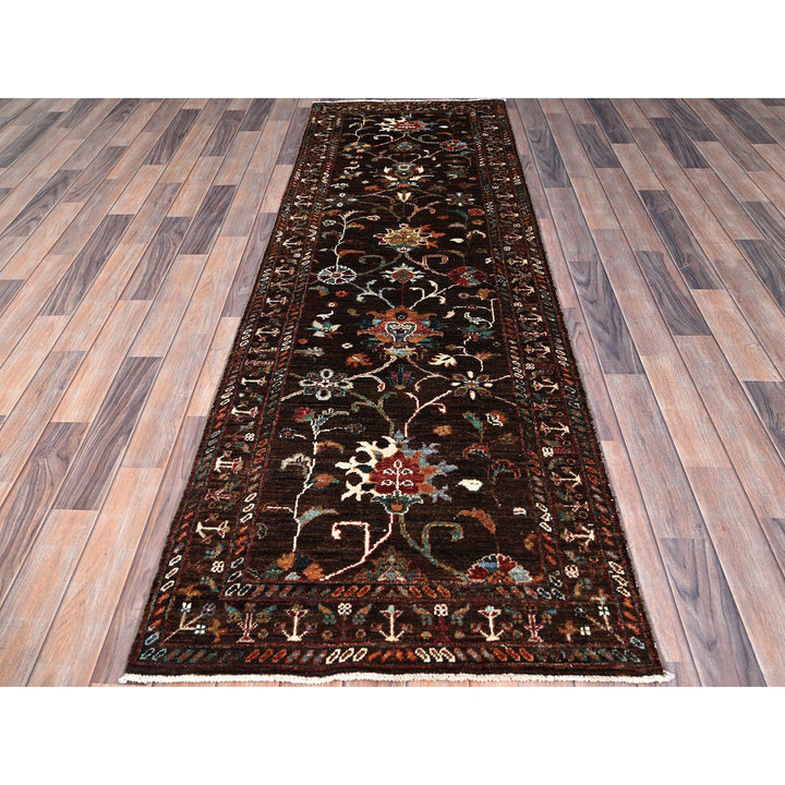 2'8" x 8'6" New Hand Knotted Brown Wool Runner Oriental Rug - MOA10286895