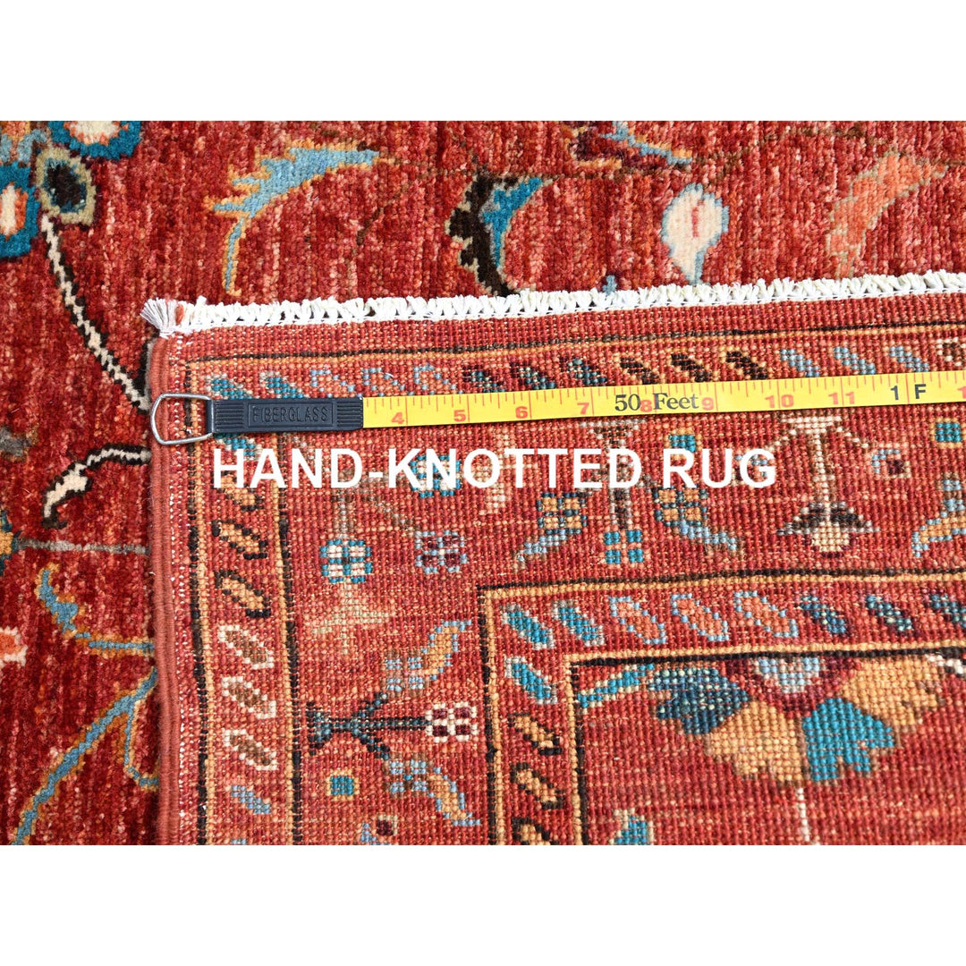 2'9" x 10'3" New Hand Knotted Red Wool Runner Oriental Rug - MOA10286896