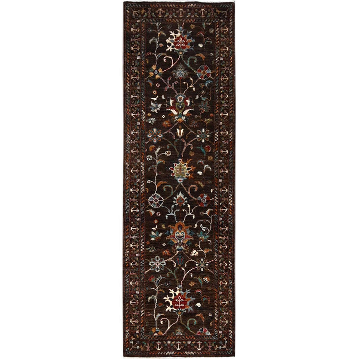 2'8" x 8'5" New Hand Knotted Brown Cotton Runner Oriental Rug - MOA10286897