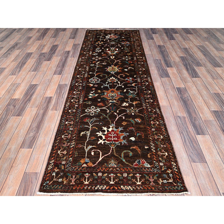 2'8" x 8'5" New Hand Knotted Brown Cotton Runner Oriental Rug - MOA10286897