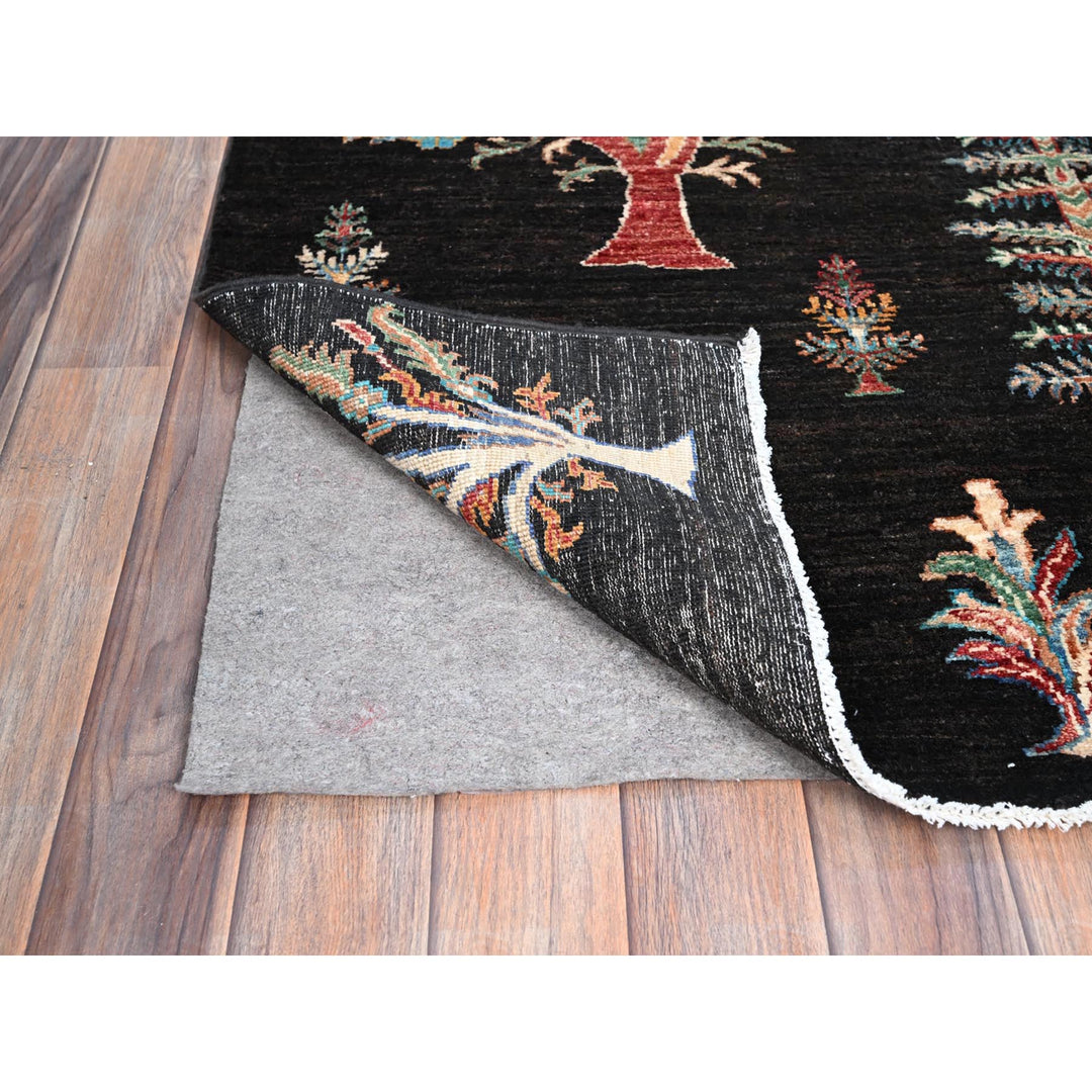 2'7" x 8'0" New Hand Knotted Black Wool Runner Oriental Rug - MOA10286898