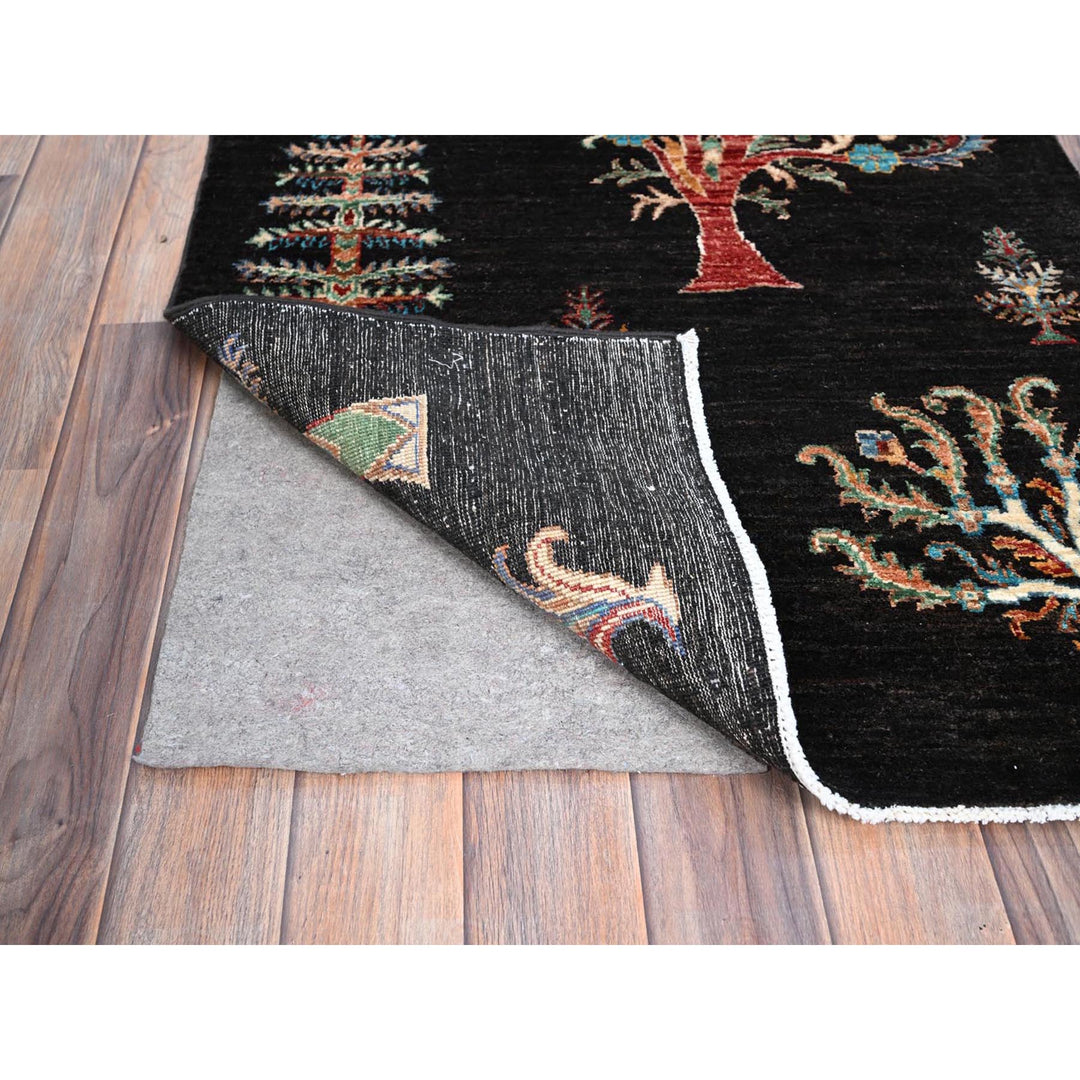 2'6" x 8'0" New Hand Knotted Black Wool Runner Oriental Rug - MOA10286899