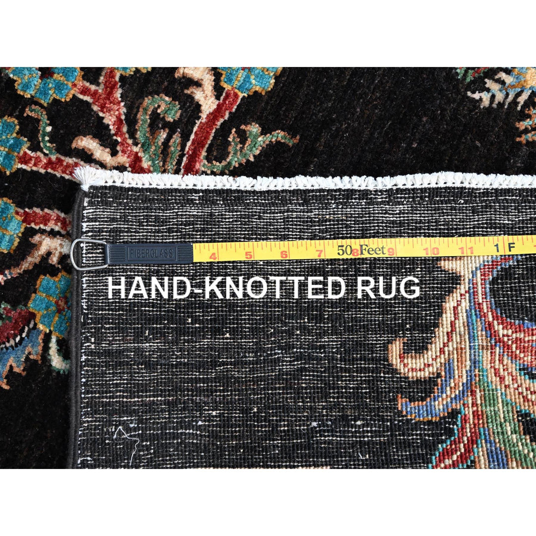 2'6" x 8'0" New Hand Knotted Black Wool Runner Oriental Rug - MOA10286899