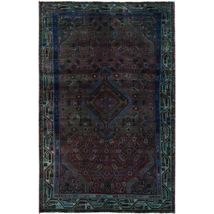 3'2" x 5'1" Vintage Hand Knotted Red Wool Rectangle Oriental Rug - MOA102868
