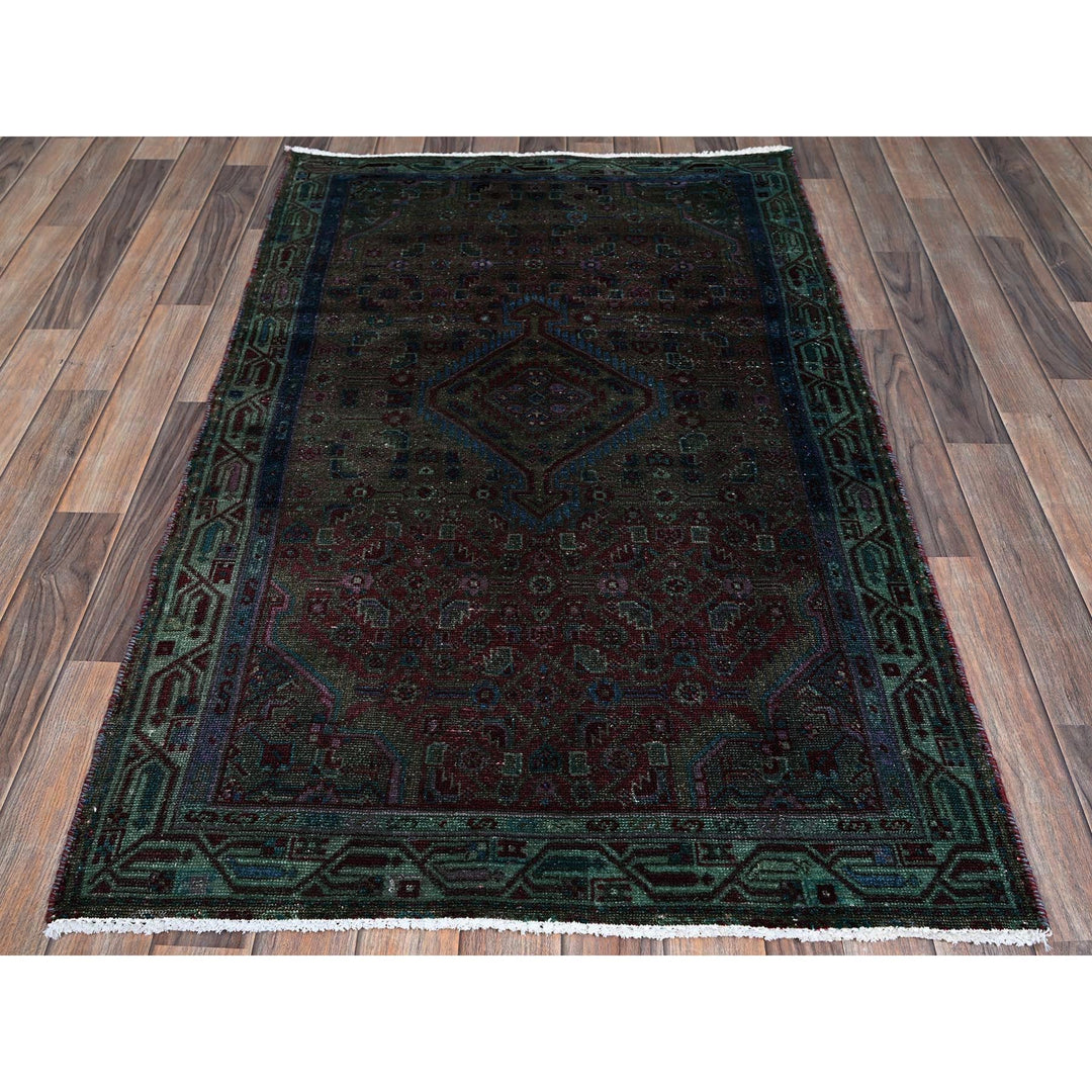 3'2" x 5'1" Vintage Hand Knotted Red Wool Rectangle Oriental Rug - MOA102868