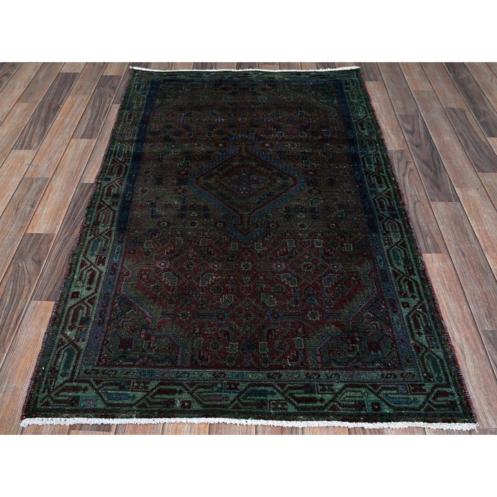 3'2" x 5'1" Vintage Hand Knotted Red Wool Rectangle Oriental Rug - MOA102868