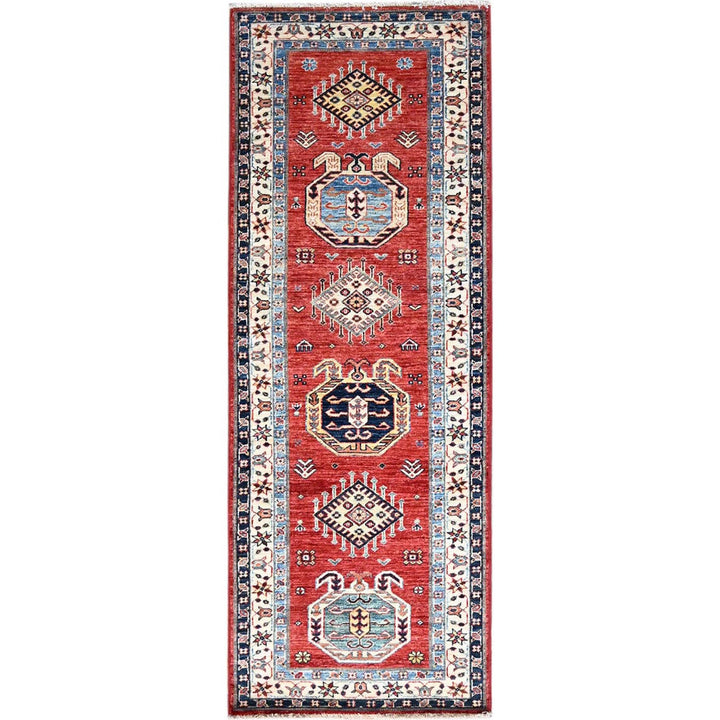 2'6" x 6'9" New Hand Knotted Red Wool Runner Oriental Rug - MOA10286902