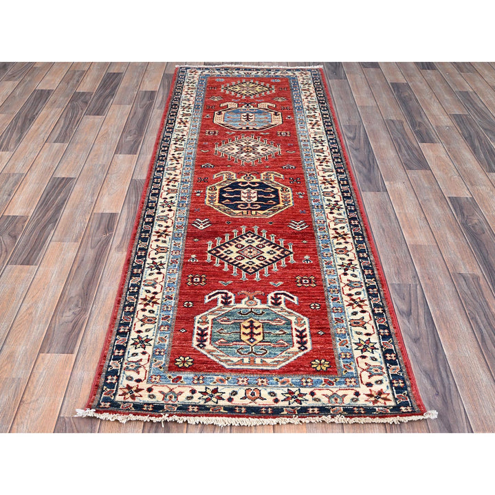 2'6" x 6'9" New Hand Knotted Red Wool Runner Oriental Rug - MOA10286902