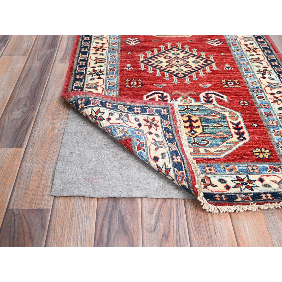 2'6" x 6'9" New Hand Knotted Red Wool Runner Oriental Rug - MOA10286902