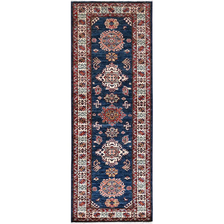 2'5" x 6'7" New Hand Knotted Blue Wool Runner Oriental Rug - MOA10286905