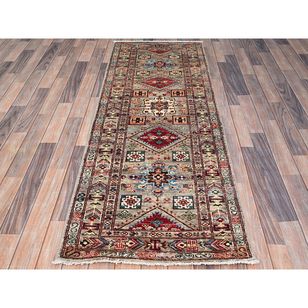 2'5" x 6'8" New Hand Knotted Grey Wool Runner Oriental Rug - MOA10286906