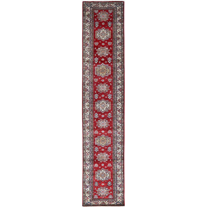 2'7" x 13'2" New Hand Knotted Red Wool Runner Oriental Rug - MOA10286910