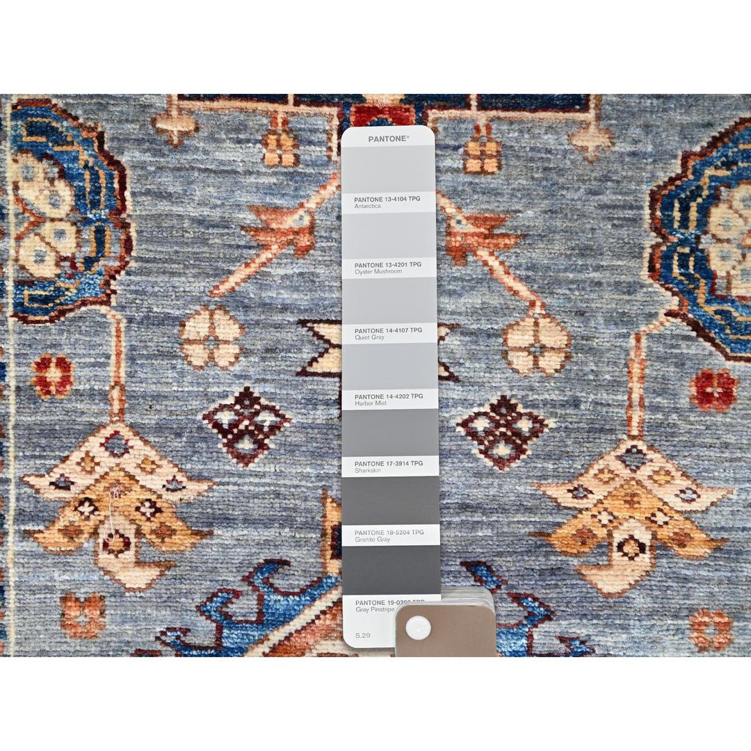 2'7" x 11'6" New Hand Knotted Grey Wool Runner Oriental Rug - MOA10286911