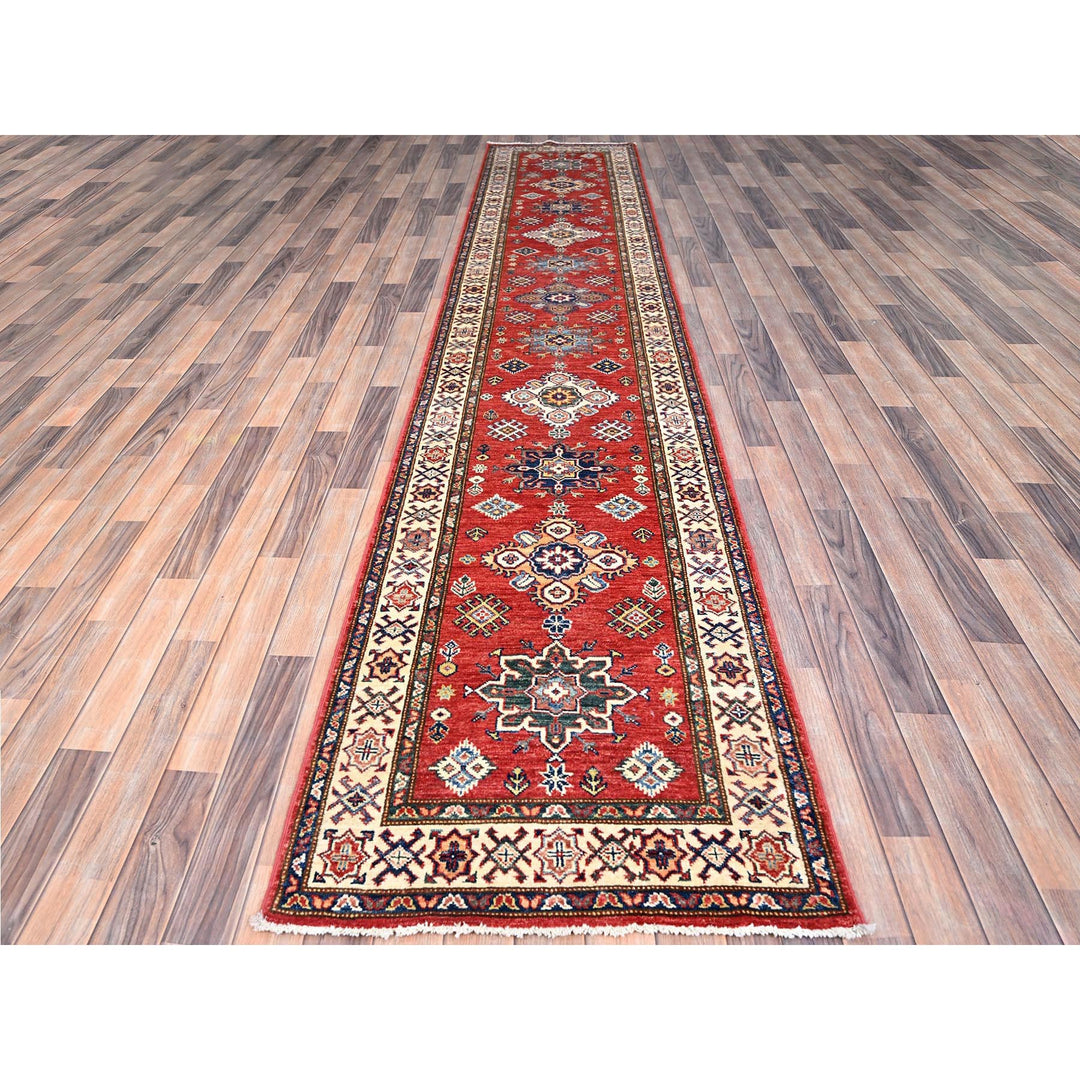 2'8" x 13'4" New Hand Knotted Red Wool Runner Oriental Rug - MOA10286914