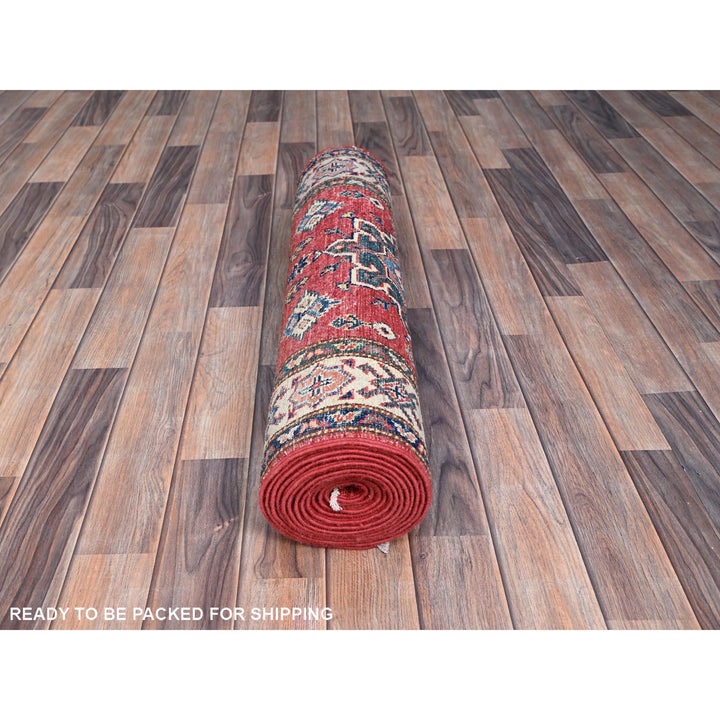 2'8" x 13'4" New Hand Knotted Red Wool Runner Oriental Rug - MOA10286914