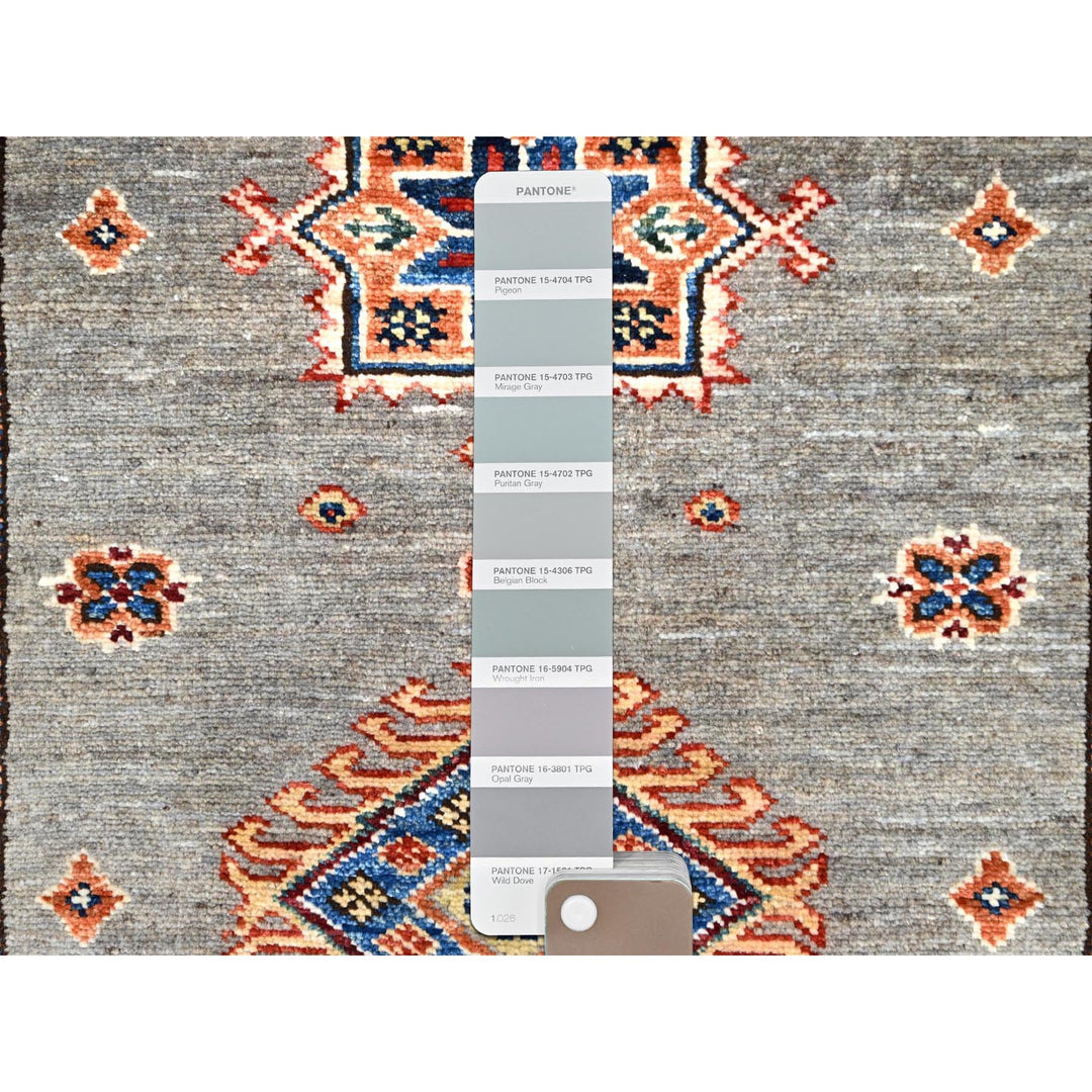 2'9" x 15'5" New Hand Knotted Grey Wool Runner Oriental Rug - MOA10286915