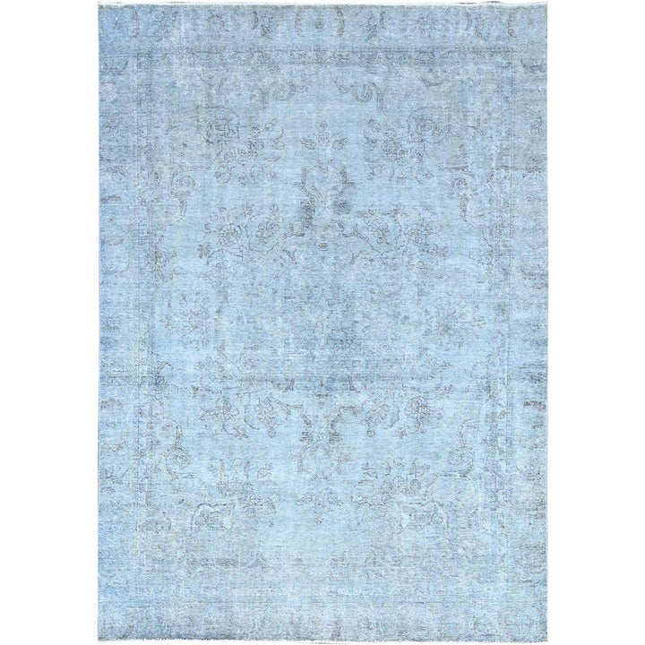 7'10" x 9'9" Vintage Hand Knotted Blue Wool Rectangle Oriental Rug - MOA10286926